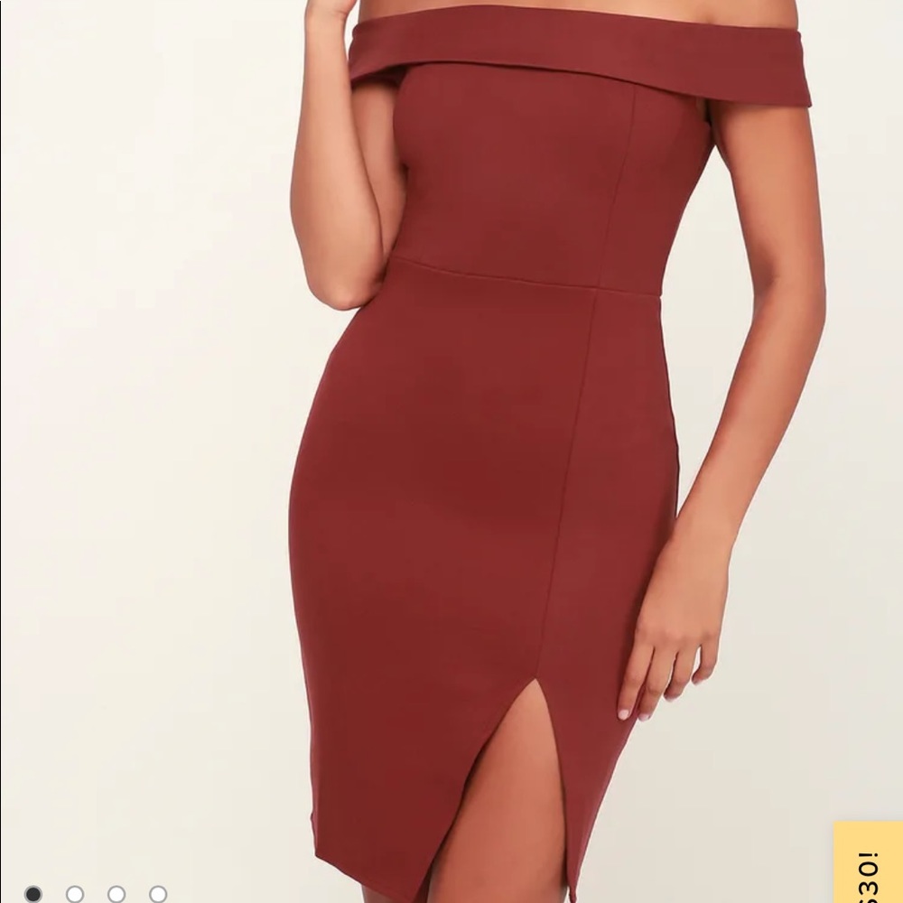 LULUS WAY OF LOVE RED OFF SHOULDER BODYCON DRESS